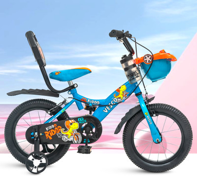 VESCO Kiddo 14T Kids Cycle for Boys & Girls Ideal for Age 3-6|Steel Rim, Support Wheel 14 T (inch) Road Cycle(Single Speed, Blue, Rigid)