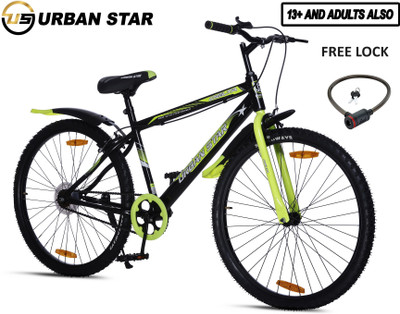 Urban Star 26T MTB CYCLE WITHOUT GEAR SINGLE SPEED MOUNTAIN CYCLE 26 T (inch) Mountain Cycle(Single Speed, Green, Black, Rigid)