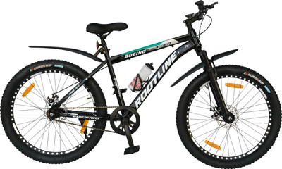rootline Boeing 24T Non IBC Black&See Green with Disc Brake and Front Suspension 24 T (inch) Mountain Cycle(Single Speed, Black, Green, Only Front Suspension)