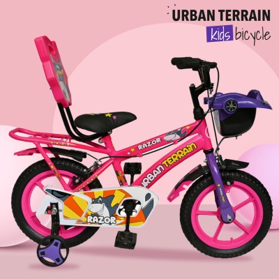 Urban Terrain Razor Cycle for Boys/Girls for Kids Ages 2 to 5 Comes with Training Wheels 14 T Hybrid Cycle/City Bike(Single Speed, Pink)