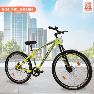 GANTON XPLOID SINGLE SPEED WITH DUAL DISC BRAKE-FORK SUSPENSION-D/W ALLOY RIMS 27.5 T Mountain Cycle(Single Speed, Green, Black, Only Front Suspension)