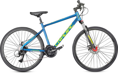 CRADIAC GUNNER PRO 700C | 6061 ALLOY FRAME | SHIMANO ACERA 700C T (inch) Hybrid Cycle/City Bike(21 Gear, Blue, Only Front Suspension)