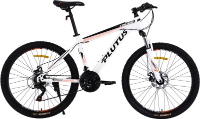 PLUTUS Chicago MTB Cycle Age-12+ with Dual Disc Brake, Multi Speed (White) 26 T Mountain Cycle(21 Gear, White, Only Front Suspension)