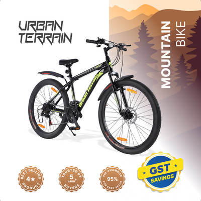 Urban Terrain Galaxy Ultra 26T High Performance MTB Geared Cycles For Men With Dual Disc Brake 26 T (inch) Road Cycle(21 Gear, Green, Only Front Suspension)