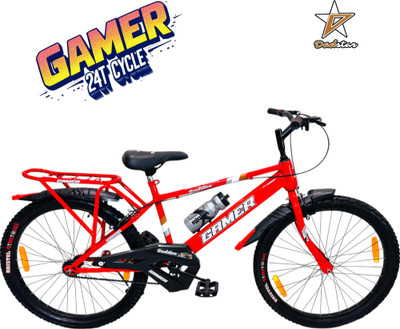 DADSTAR GAMER 24T CYCLE FOR AGE 9-12 YEARS 24INCH BICYCLE FOR 5.5FT HEIGHT SINGLE SPEED 24 T (inch) BMX Cycle(Single Speed, Red, Rigid)