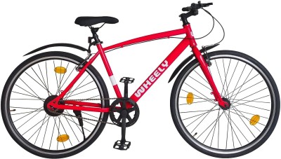 Wheely Flame 700c Hybrid Bike for Men and Women, Single Speed, 18 Inch Steel Frame, Red 700C T Hybrid Cycle/City Bike(Single Speed, Red, Rigid)