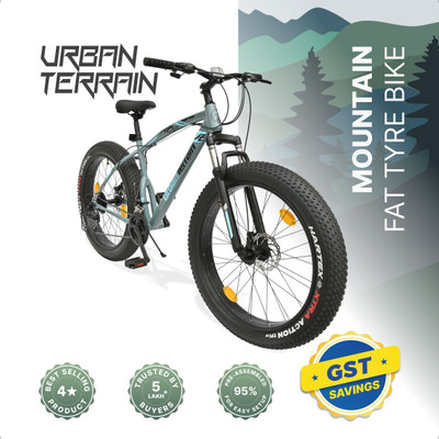 Urban Terrain Rogue MTB 26T Fat Tyre Cycles Shimano Geared for Men with Dual Disc Brake 26 T (inch) Road Cycle(21 Gear, Grey, Only Front Suspension)