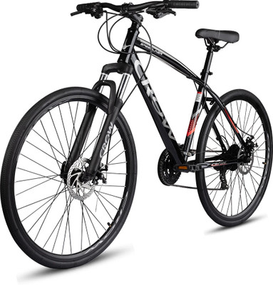Crow SPEEDLINER 21 | FULLY FITTED | SHIMANO GEARED | FRONT SUSPENSION | DUAL DISC 700C T (inch) Hybrid Cycle/City Bike(21 Gear, Black, Only Front Suspension)