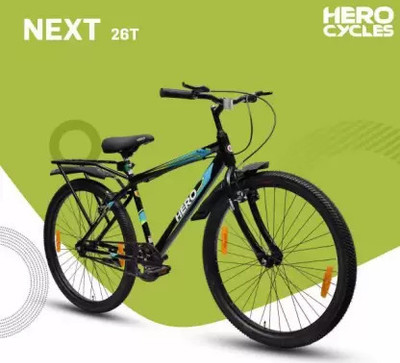HERO NEXT 2.0 IBC V-BRK S/RIM PLASTIC MUGUARD 26*2.35 TYRES 26 T (inch) Mountain/Hardtail Cycle(Single Speed, Black, Rigid)