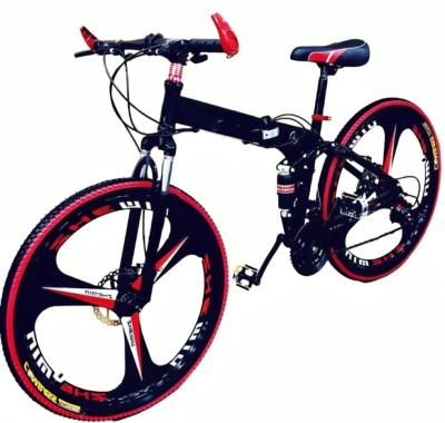 SKYRIDE X6-Foldable Bicycle with Gear for Men & Women(Disc Break Cycle for Mountain) 27.5 T Mountain Cycle(21 Gear, Red, Black)