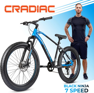 CRADIAC BLACK NINJA 7 | FAT BIKE | DUAL DISC 26 T (inch) Mountain Cycle(7 Gear, Blue, Only Front Suspension)