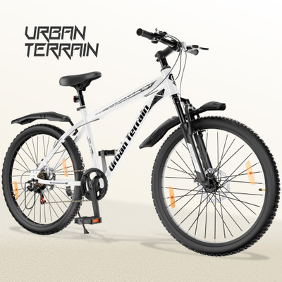 Urban Terrain Galaxy Max 26T Geared High Performance MTB Cycles For Men With Dual Disc Brake 26 T (inch) Road Cycle(7 Gear, White, Only Front Suspension)