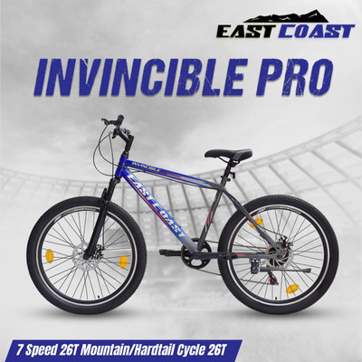 EAST COAST INVINCIBLE PRO 7 SPEED 26 T Mountain/Hardtail 26 T Mountain Cycle(7 Gear, Blue, Black, Only Front Suspension)