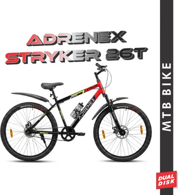 Adrenex Stryker 26T FXDD | 85% Pre- Assembled | 26 T (inch) Mountain Cycle(Single Speed, Red, Black, Only Front Suspension)
