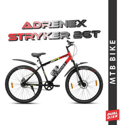 Adrenex Stryker 26T FXDD | 85% Pre- Assembled | 26 T (inch) Mountain Cycle(Single Speed, Red, Black, Only Front Suspension)