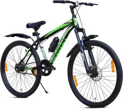 LEADER Stark 27.5T MTB /Bike with Dual Disc Brake and Complete Accessories 27.5 T (inch) Mountain Cycle(Single Speed, Black, Only Front Suspension)