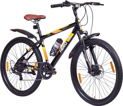 HERO EC NEXT 26T SPORTS 7S FSDD BKOR SKD ALF 26 T (inch) Mountain Cycle(7 Gear, Black, Orange, Only Front Suspension)