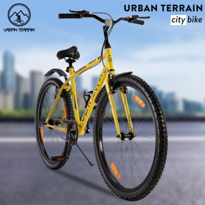 Urban Terrain Rio Cycles for Men with Complete Accessories Bicycles UT7002S27.5 27.5 T Hybrid Cycle/City Bike(Single Speed, Yellow, Rigid)