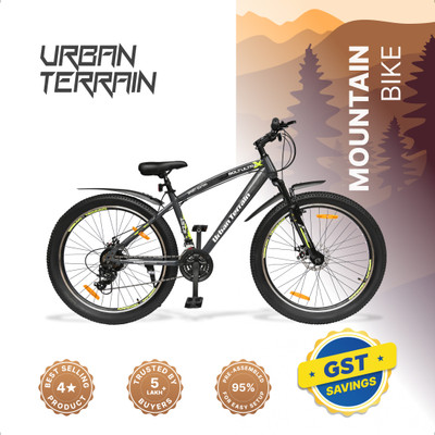 Urban Terrain Shimano Geared 27.5T Cycles for Men with Dual Disc Brake MTB Bolt Ultra 27.5 T (inch) Road Cycle(21 Gear, Grey, Black, Only Front Suspension)