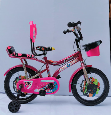 VK BIKES BICYCLE 16T ZOOM DOUBLE SEAT EDITION (PINK) FOR 4 TO 6 YEAR KIDS BABY 16 T (inch) BMX Cycle(Single Speed, Pink, Rigid)