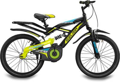 Sheldon Flipper Cycle for Kids with Dual Suspenstion Black-Green 20 T Mountain Cycle