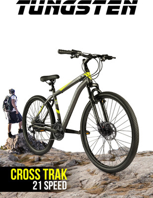 Tungsten CROSS TRAK 21 | DUAL DISC | SUSPENSION | FULLY FITTED 26 T Mountain Cycle(21 Gear, Multicolor, Only Front Suspension)