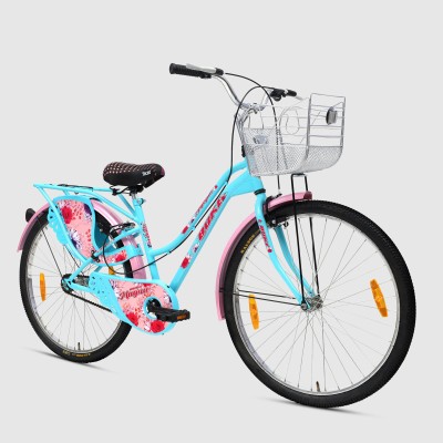 Buke MAGNA 26T Cyclefor Girls & Women with Carrier and Front Basket & Side Dash Guard 26 T Road Cycle(Single Speed, Blue, Rigid)