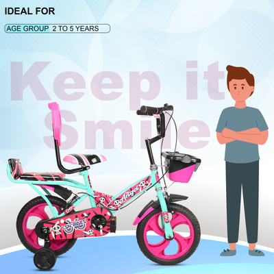 Lsn rides 14T ANGEL DOUBLE GADDI SEAGREEN BICYCLE FOR KIDS 14 T (inch) BMX Cycle(Single Speed, Multicolor, Rigid)