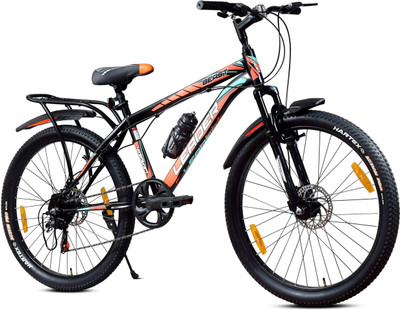 LEADER Beast 26T IBC Premium Cycle for Men with Front Suspension & Dual Disc Brakes 26 T (inch) Mountain Cycle(7 Gear, Black, Only Front Suspension)
