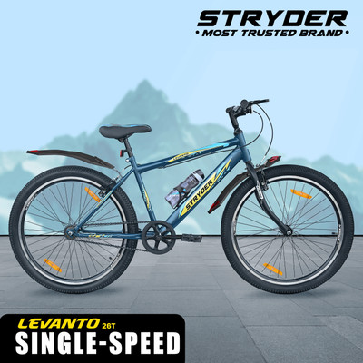 STRYDER Levanto 26” MTB Cycle - Durable & Stylish Ride with Disc Brake | 26 T (inch) Mountain Cycle(Single Speed, Blue, Rigid)