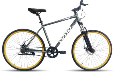 OMO Ladakh Lite 1s | Alloy Frame | Suspension 700C T (inch) Hybrid Cycle/City Bike(Single Speed, Grey, Yellow, Only Front Suspension)