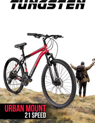 TUNGSTEN URBAN MOUNT 21 SPEED | DUAL DISC | FRONT SUSPENSION | FULLY FITTED 27.5 T (inch) Mountain Cycle(21 Gear, Black, Only Front Suspension)