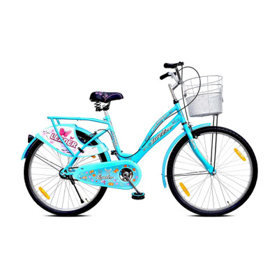 LEADER Breeze with Basket and Integrated Carrier 26 T (inch) Girls Cycle/Womens Cycle(Single Speed, Blue, Rigid)