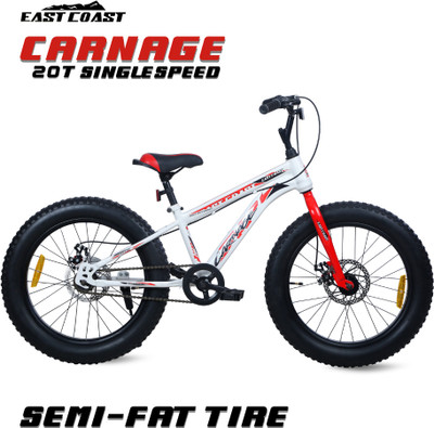 EAST COAST Carnage 20T cycle/Fat bike for 5 to 9 year kids 20 T (inch) Mountain Cycle(Single Speed, White, Rigid)