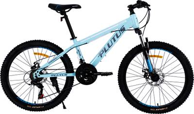 Plutus Troy MTB Cycle Age-12+ with Dual Disc Brake, Multi Speed (Sky-Blue) 24 T Mountain Cycle