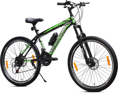 LEADER Stark 27.5T 21-Speed MTB Cycle for Men | Dual Disc Brake, Front Suspension 27.5 T (inch) Mountain Cycle(21 Gear, Black, Green, Only Front Suspension)