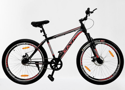 CAYA Fueled 24 Royal Matte Black Dual Disc, Double Walled Alloy Rims, Front Shocker 24 T (inch) BMX Cycle(Single Speed, Black, Rigid)
