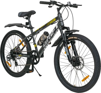 VESCO Drift 24T Kids Multi-Speed Gear Cycle for Boys & Girls age 9 to 13 24 T Mountain Cycle(7 Gear, Grey, Only Front Suspension)