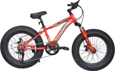 PLUTUS Spirit Fat Bike for Kids with Disc Brake Multi Speed (Red) 20 T (inch) Fat Tyre Cycle(7 Gear, Red, Only Front Suspension)