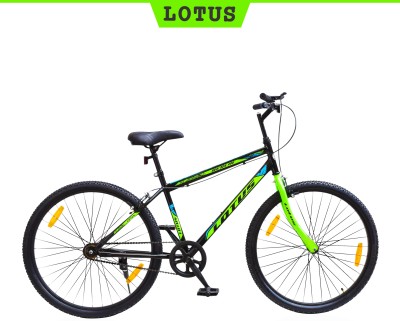 LOTUS-S BERLIN 26T 85% Assembled Single Speed MTB Bike with Hartex Nylon Tyres 26 T Mountain Cycle(Single Speed, Black, Green)