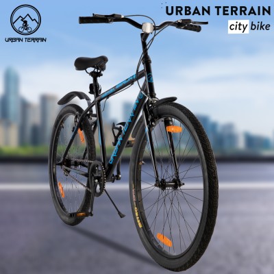 Urban Terrain Berlin Cycles for Men with Complete Accessories BiCycles for Boys UT7001S26 26 T Hybrid Cycle/City Bike(Single Speed, Black, Blue)