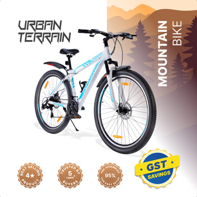Urban Terrain UT6000A29 Alloy 29T MTB Cycles Shimano Geared for Men with Dual Disc Brake 29 T (inch) Road Cycle(21 Gear, White, Only Front Suspension)