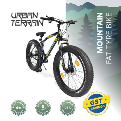 Urban Terrain Rogue MTB 26T Fat Tyre Cycles Shimano Geared for Men with Dual Disc Brake 26 T (inch) Road Cycle(21 Gear, Blue, Only Front Suspension)