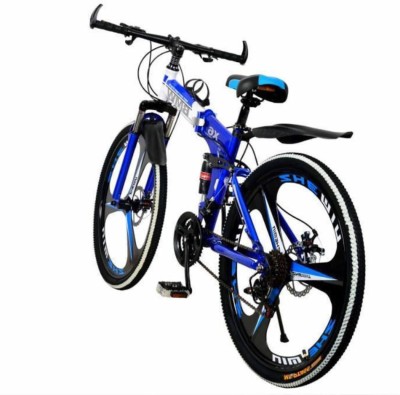 SKYRIDE X6-Foldable Bicycle with Gear for Men & Women(Disc Break Cycle for Mountain) 27.5 T Folding Bikes/Folding Cycle(21 Gear, Blue, White)