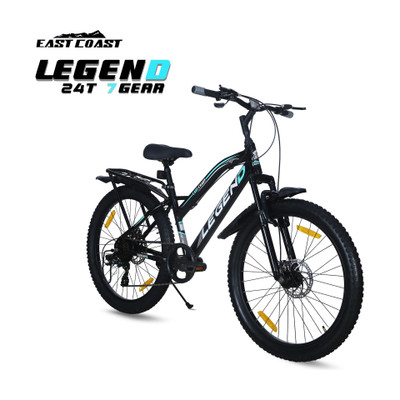 EAST COAST LEGEND 24T Bicycle Big Kids Boys & Girls 9 to 15 age 7 SPEED 24 T (inch) Mountain Cycle(7 Gear, Black, Only Front Suspension)