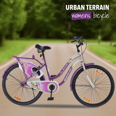 Urban Terrain Autumn for Girls/Women with Steel Frame & Inbuilt Carrier for 13+ years 26 T Road Cycle(Single Speed, Purple, Rigid)