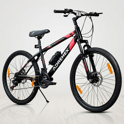 Adrenex Turbo Rider 26T 21 Speed Cycle with Dual Disc Brakes, MTB Bike for Boys & Adults 26 T (inch) Mountain Cycle(21 Gear, Black, Only Front Suspension)