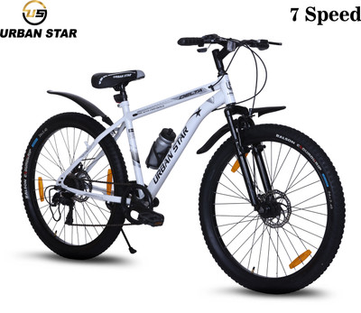 Urban Star DELTA | 7 SPEED | DUAL DISC | FRONT SUSPENSION | SEMI FITTED | FOR 13+ & ADULTS| 26 T (inch) Mountain Cycle(7 Gear, White, Only Front Suspension)