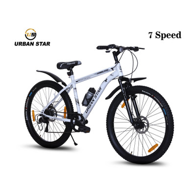 Urban Star DELTA | 7 SPEED | DUAL DISC | FRONT SUSPENSION | SEMI FITTED | FOR 13+ & ADULTS| 26 T (inch) Mountain Cycle(7 Gear, White, Only Front Suspension)