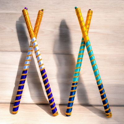 LeafBlu Premium Quality Navratri Wooden Dandiya Sticks for Garba Night (Pack of 2 Pair) Dandia Sticks(Multicolor)